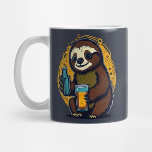 Cute Cartoonish Sloth With Beer Mug Mug